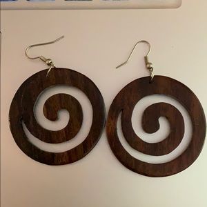 Set of Ten Coconut Shell Spiral Earrings